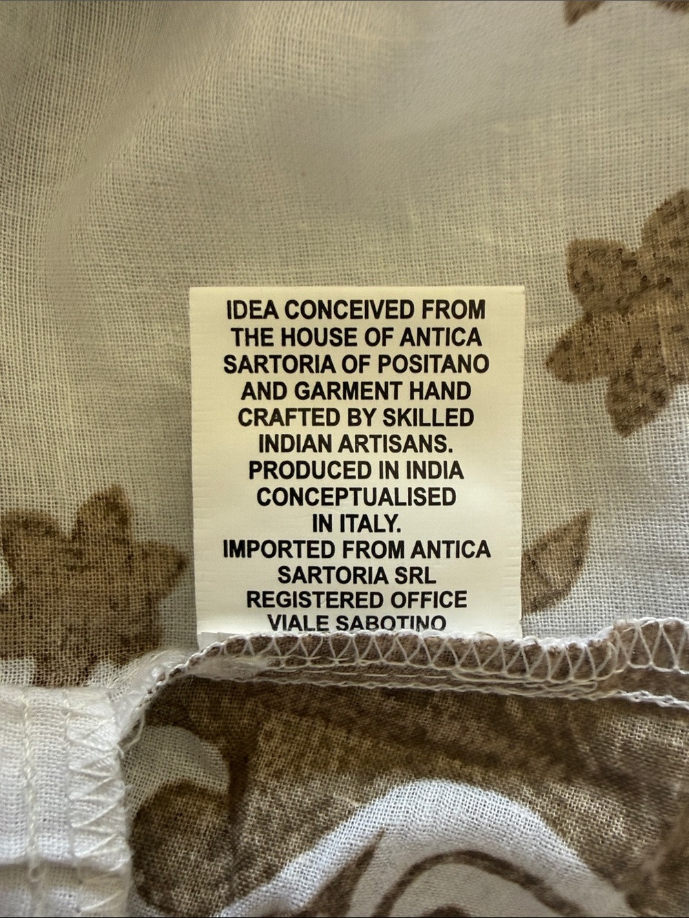 Antica Sartoria by Giacomo Cinque White Midi Dress with Brown Ornamental Print - Picture 6 of 6
